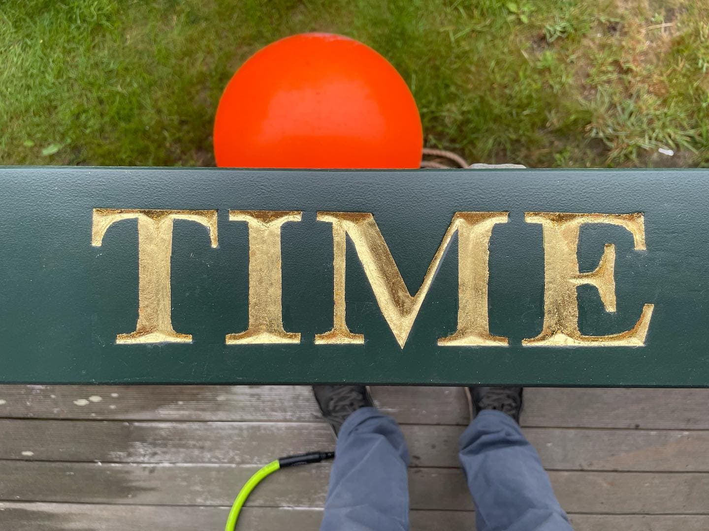 Refurbished gold leaf quarterboard with scalloped ends
