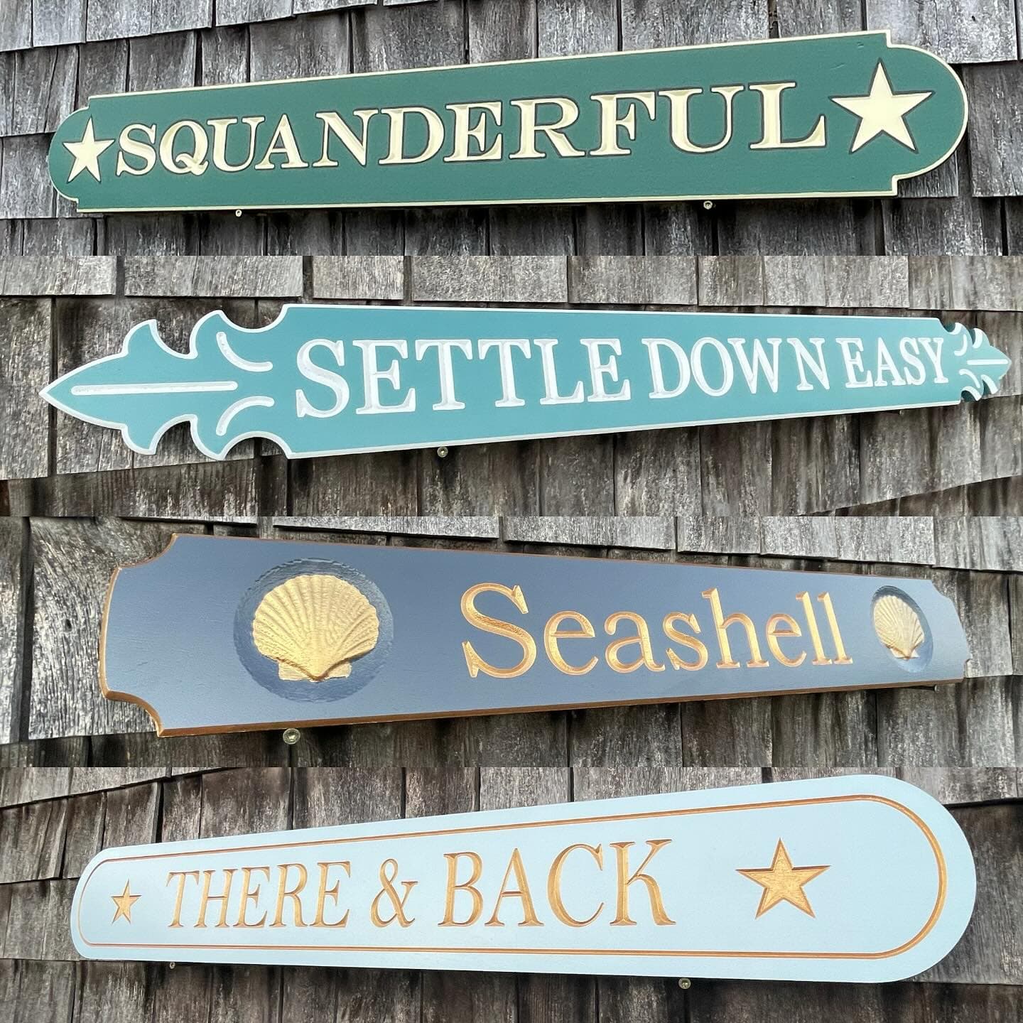 Four standard Nantucket quarterboard designs